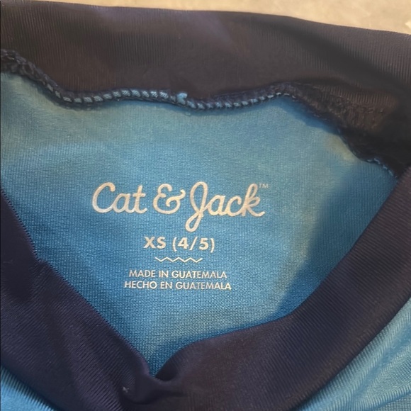 Cat & Jack Blue and White Rashguard Swim Top - Picture 3 of 4